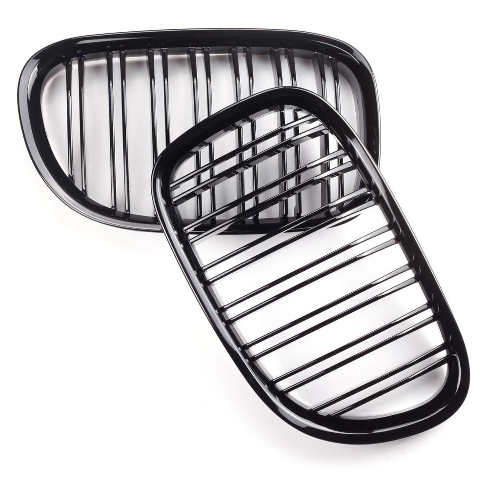 Pulleco A Pair Car Front Kidney Grille Grills Glossy Black For BMW F01 F02 F03 F04 740i 750i 7 Series 2009-2016 Auto Accessories