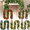 Festive 2.7 Meter Christmas Wreath Decoration With Led Lights In Gold And Red For Holiday Cheer