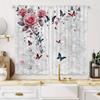 2PC Pink & Blue Rose Butterfly Sheer Curtains – HD Digital Print   Pocket Rod Top for Living Room & Bedroom – Home Decor Set