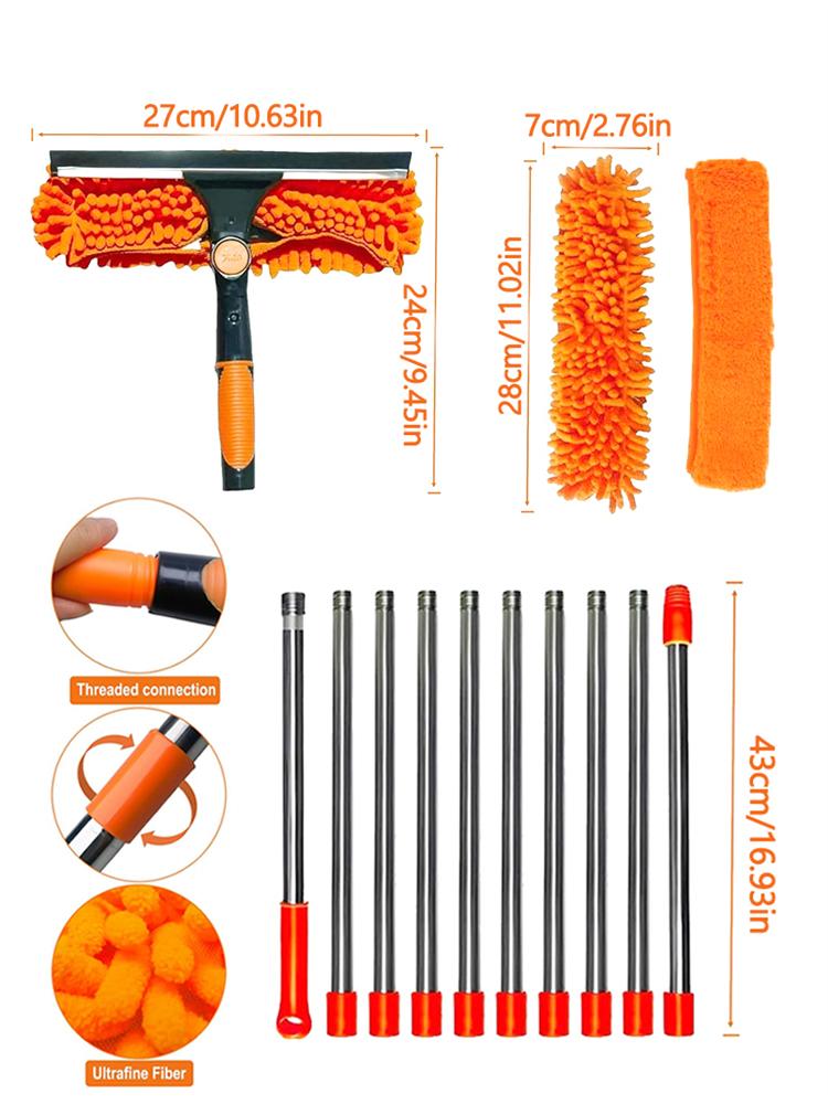 100CM-420CM ausziehbarer Spleißstab Bodenabzieher Haushaltsfensterreiniger Wischer Glasabzieher Fensterwischer Heimreinigungswerkzeuge
