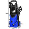 RELAX4LIFE Pressure Washer 1500W 5L/Min Cable 5m IPX 5 2 Wheel Portable Cleaner for Garden/Vehicle, Blue