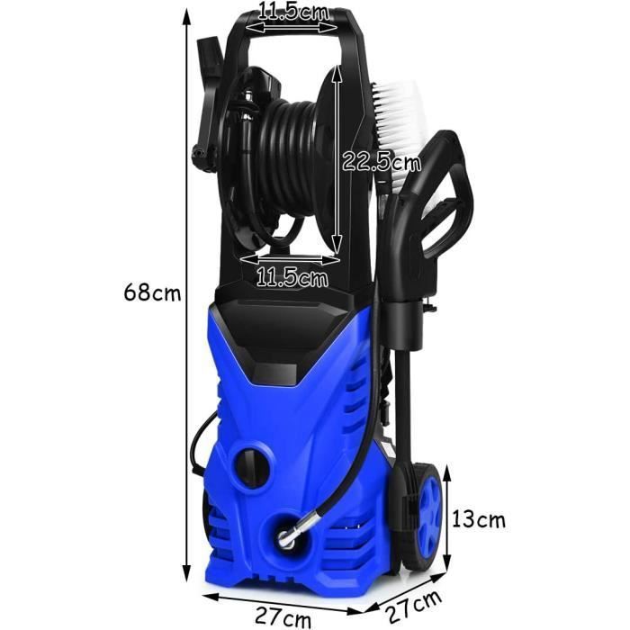 RELAX4LIFE Pressure Washer 1500W 5L/Min Cable 5m IPX 5 2 Wheel Portable Cleaner for Garden/Vehicle, Blue