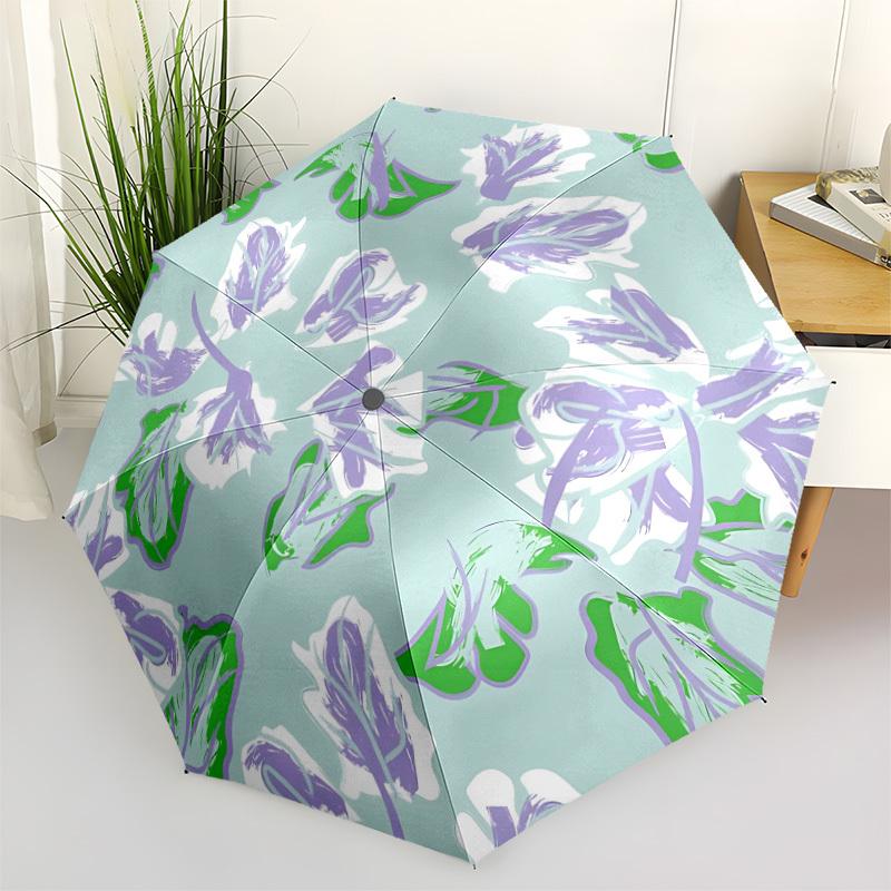 

1pc Floral Pattern Automatic Open/Close Folding Umbrella - Compact 8-Rib Design, Daily Use, Perfect Gift for Friends & Family yy260327079