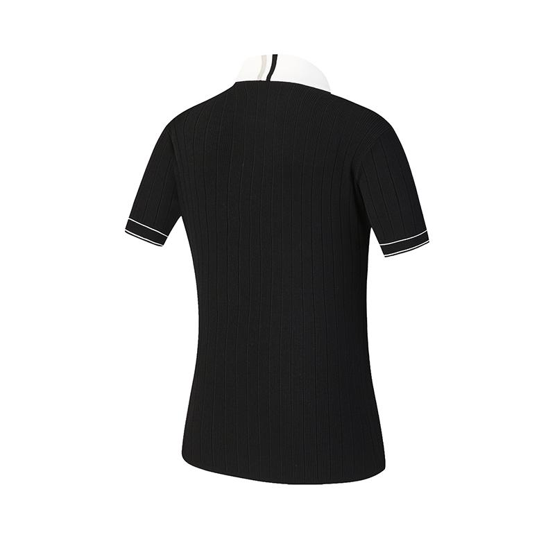 FILA Golf Series Simple Fashion Classic Sports Casual Golf Versatile Comfortable Woven Short Sleeve Polo Shirt Women tops Deep-Black A11W615408FBK