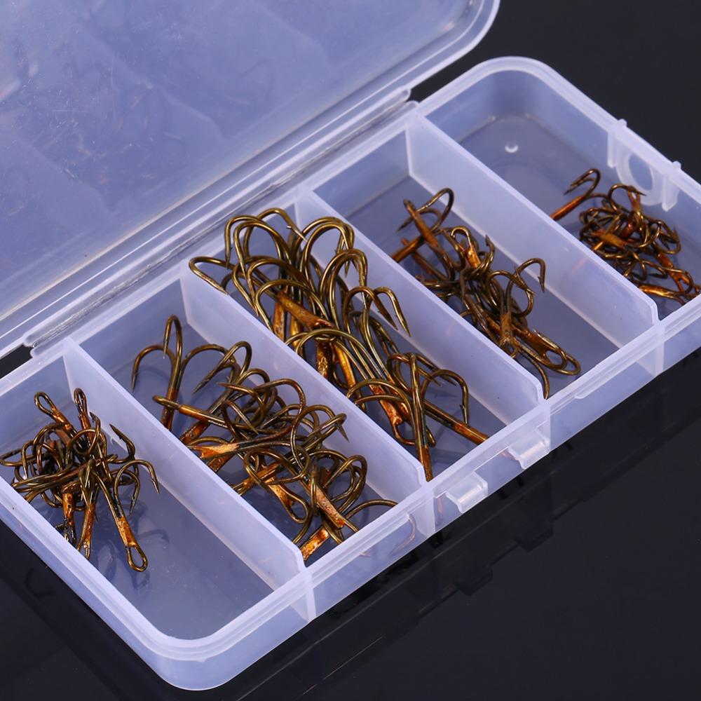 50PCS Strong Sharp Treble Hook Set High Carbon Steel Triple Fishing Hook Trout Fishing