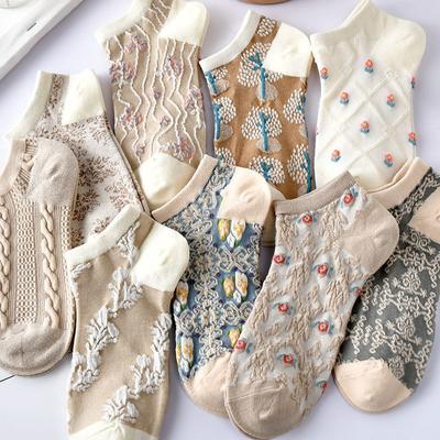 5 Pairs Socks Women's Socks Summer Thin Ins Japanese Low-cut Retro Art Student Three-dimensional Boat Socks
