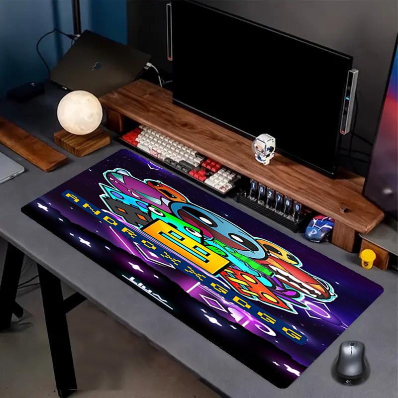 Geometry Dash Print Mouse Pad, Anti‑Slip Desktop Keyboard Mat, for PC Laptop Gaming Working Daily Use, Cool Festival Surprise Gift