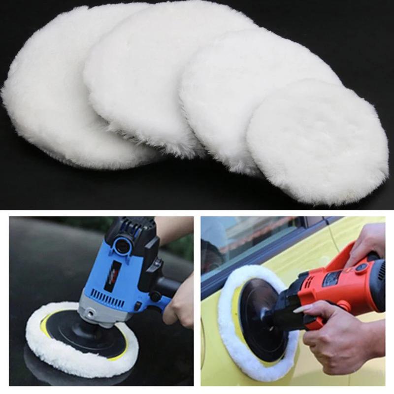 5 Sizes 75-175mm Wool Polishing Disc Car Beauty Waxing Self-Adhesive Disc Imitated Wool Sponge Pad Auto Polisher Sponges Discs