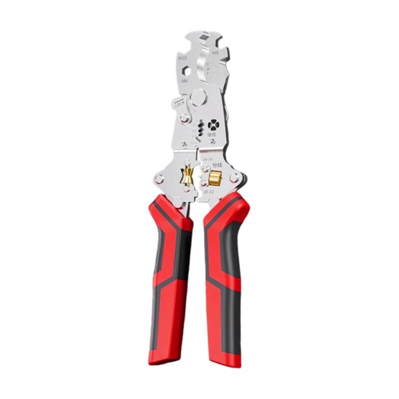 Professional 12 Function Collapsible Wire Stripping Tool With Crimping Cutting And Safety Lock Wire Crimper