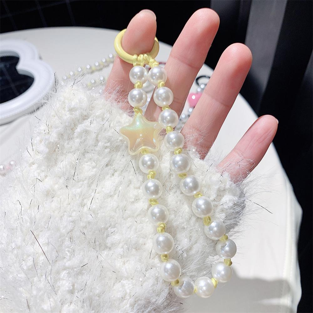 INS Charm Jewelry Pearl Lanyard Bracelet Phone Pendant Keychain for Bag Cellphone Strap Keyring Hanging Chain Buckle