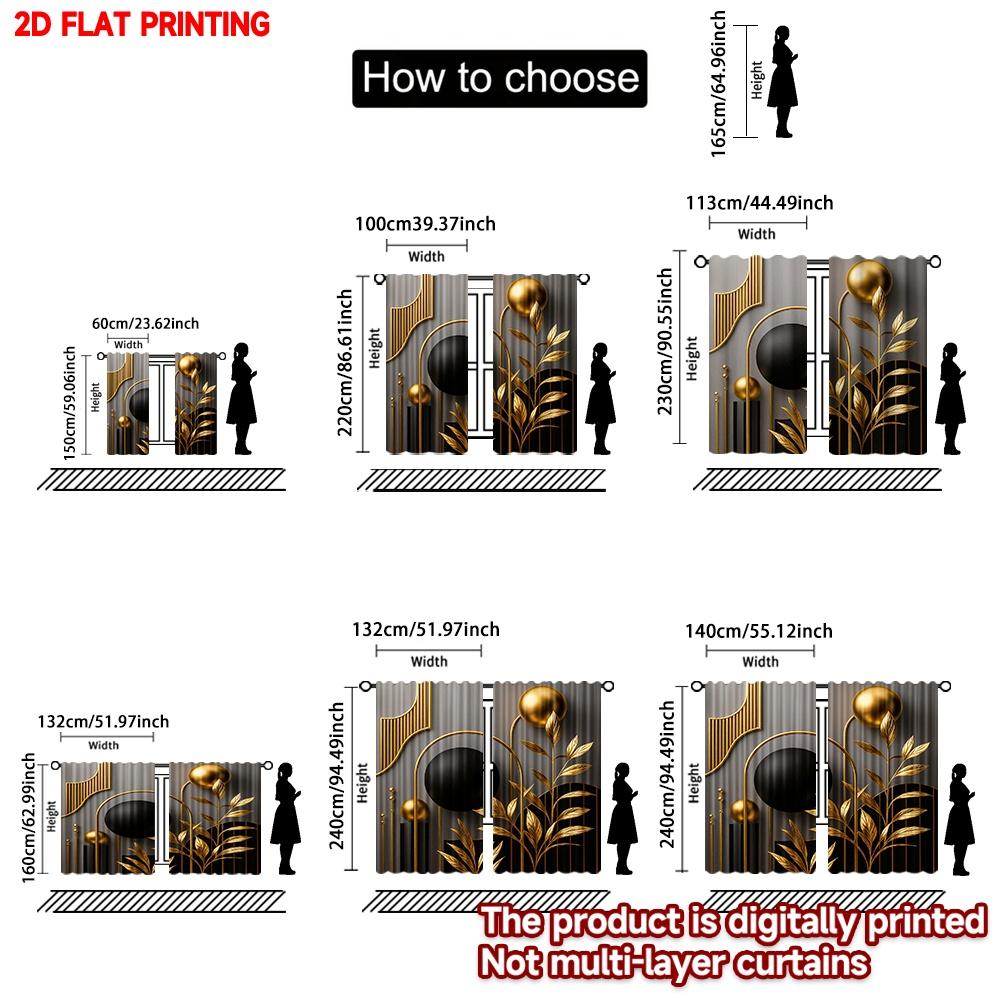 Flat Printing Happy Valentine Day Scene Curtains Black Gold Geometric Moon Digital Printed Polyester Drapes Set Of 2 Made