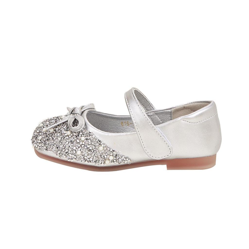 Princess Elsa Rhinestone Leather Shoes for Girls - Non-slip Flat Bottom Performance Footwear