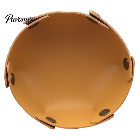Dresser Top Organizer PU Leather Folding Storage Tray, Waterproof Portable Jewelry Dish, Luxury Nightstand Accessory Retro Rivet Desktop Tray