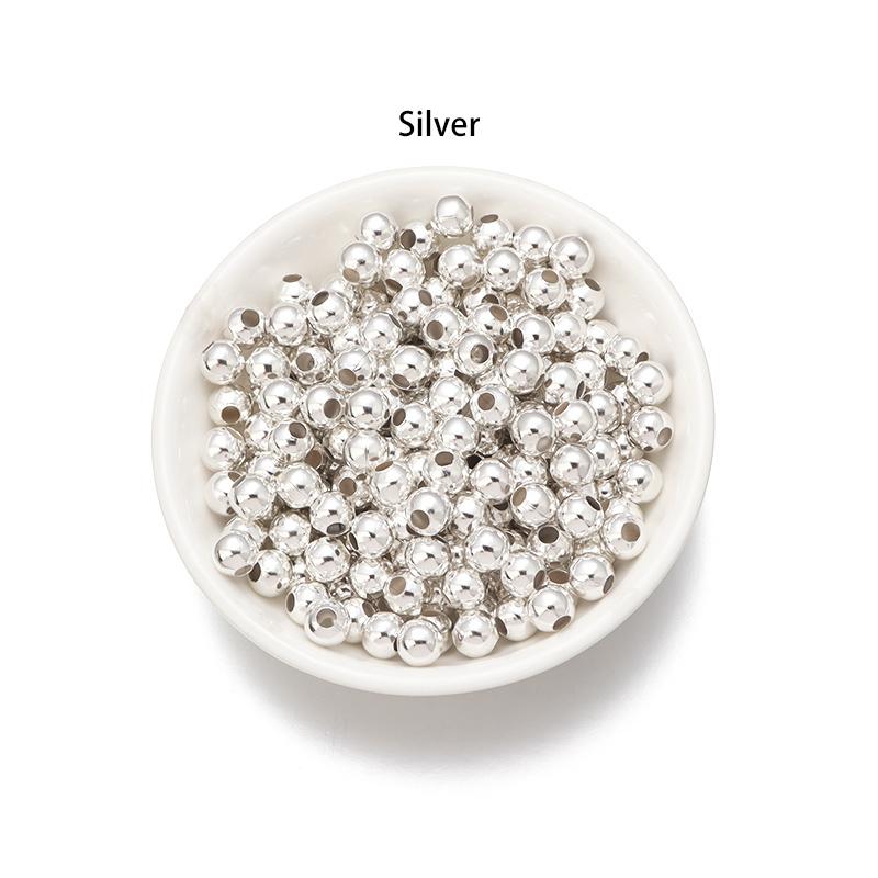 20-500pcs/lot Round Tone Metal Beads Iron Smooth Loose Ball Beads for Jewelry Making Beads DIY Bracelet Necklace Wholesale