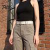 Casual Jeans Accessory 105cm Studded Punk Belt for Women, Faux Leather Grommet Waist Rock Band with Double Prong Buckle, Edgy Jean Music Festival