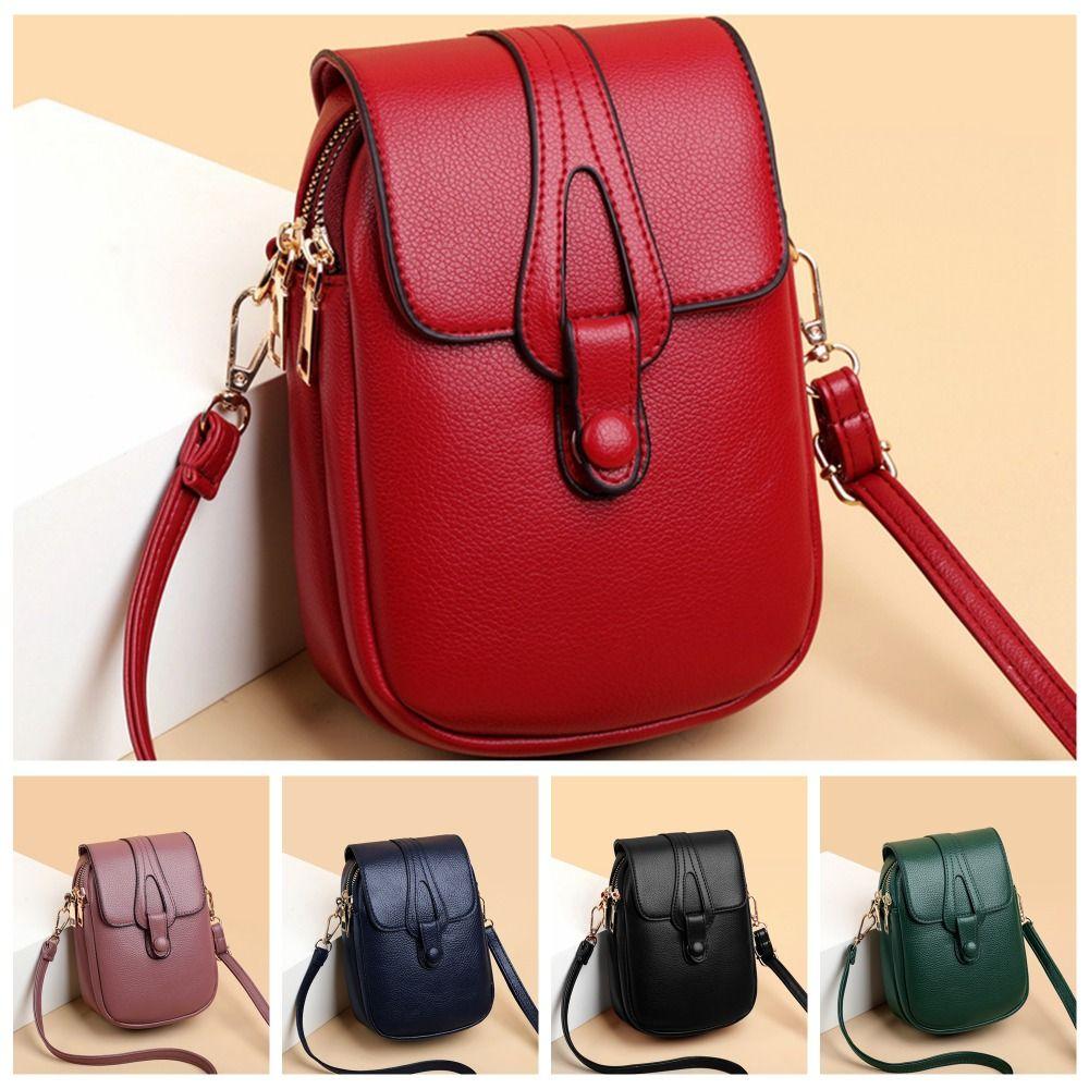 Multi-layer Women Shoulder Phone Bag Leather Cell Phone Purse  Cell Phone Pouch