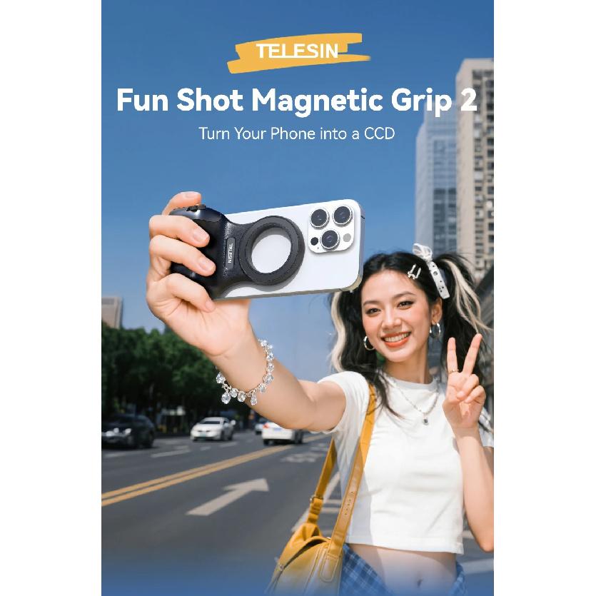 TELESIN Magnetic Phone Camera Shoot Hand Grip Phone Holder Shooting Aid Remote Control Handle for Smart Phone iPhone Android