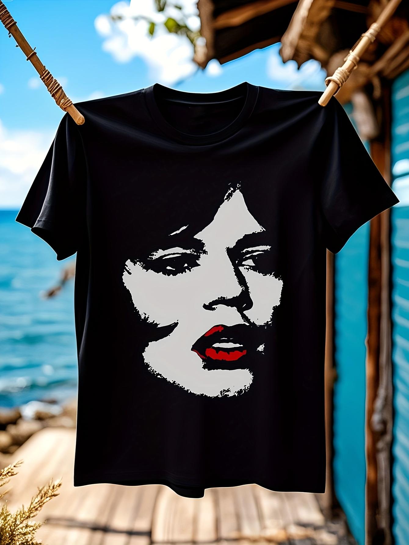 Mick Jagger Face Print Black Cotton Tshirt XXXXL