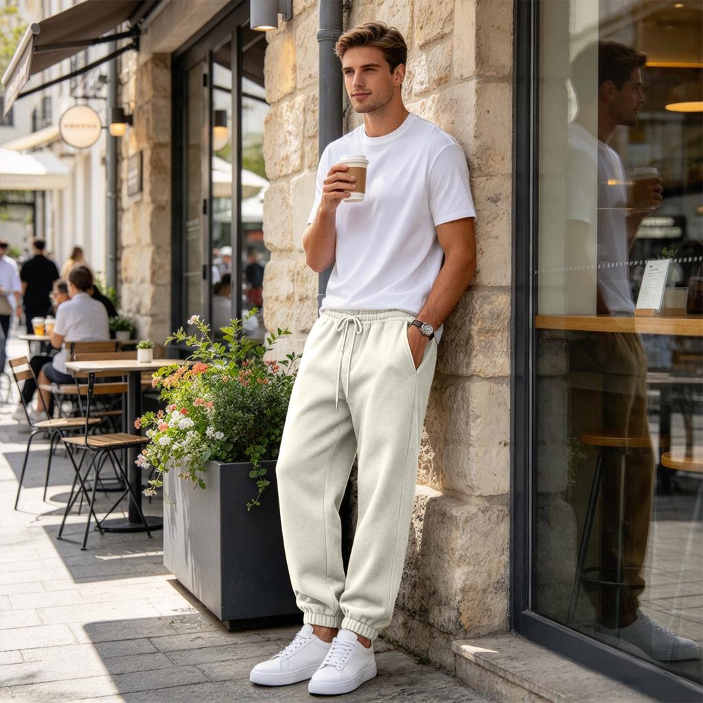 Men's Color Sweatpants with Elastic Waist, Loose Fit Tapered Jogger Pants for Athletic and Casual Wear