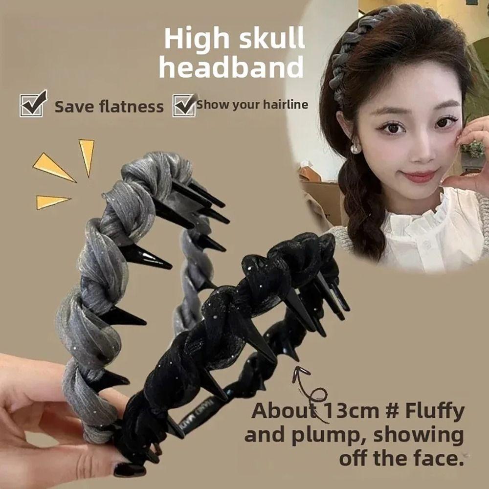 

1Pcs U Shape Mesh Headband Black Lace Hair Teeth New Hair Hoop For Women Girls Grey