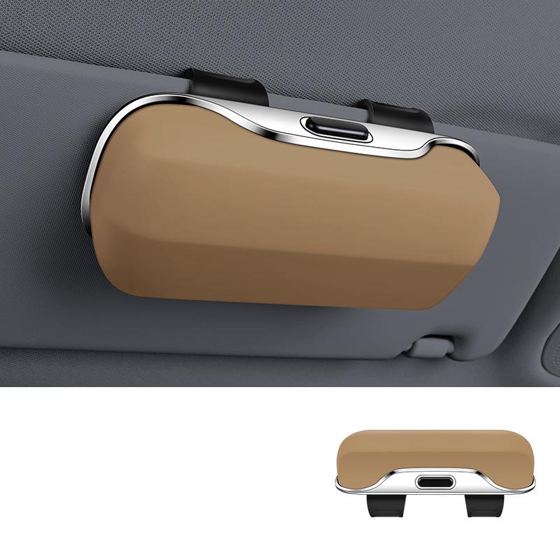 

Press Switch Car Glasses Box Sun Visor Glasses Holder Internal Soft Fabric Scratch Resistant Shock-proof Eyeglasses Storage Case Car Storage Box One Size