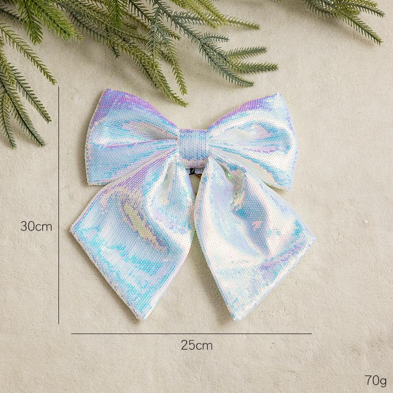 Large Pink and Gold Glitter Christmas Bow Ornament