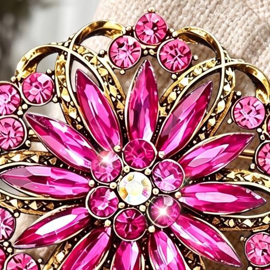 Vintage Flower Brooch Hollow Rhinestone Brooch, Floral Lapel Pin for Fashion Jewelry Women, Bling Badge Clothing Accessories Secure