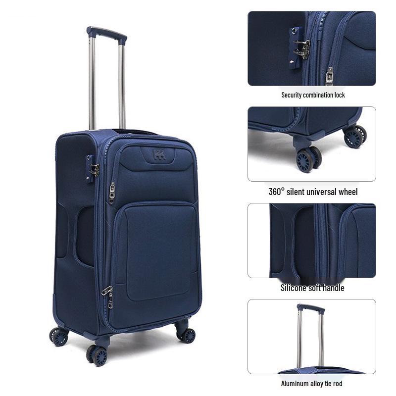 Large-Capacity Oxford Cloth Luggage Set with Shock-Absorbing Lock, 3-Piece Trolley Case for Men & Women