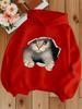 3D Torn Paper Cat Print Kids Hoodie Boys Girls Long Sleeve Pullover Cute Animal Casual Sweatshirt
