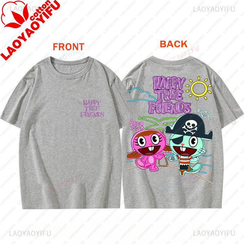 Happy Tree Friends Camiseta Unisex Anime Camiseta Camisa Novedad Tendencia Harajuku Estilo Retro de los 90 Ropa Verano Informal