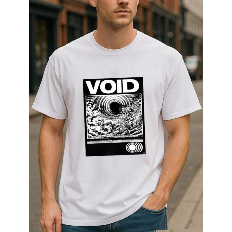 European sizes VOID Black Hole Vortex Pattern Print | Casual Versatile Men'S T-shirt, Comfortable and Breathable, All-Season, Crew Neck, Regular Fit