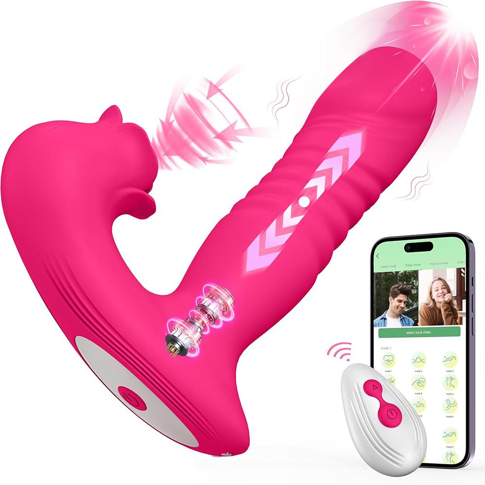 APP Rose Thrust Vibrator Strong Sucking Female Wearable G-spot Clitoris Stimulator Female Toy Clitoris Masturbator Dildo Sex Toy