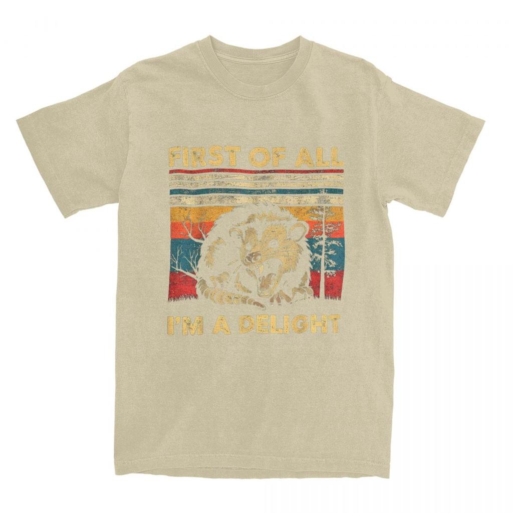 Summer First of All I'm A Delight Sarcastic Angry Opossum T Shirts Apparel Possum Meme Cotton T-shirt Clothes Hipster Tee Shirt