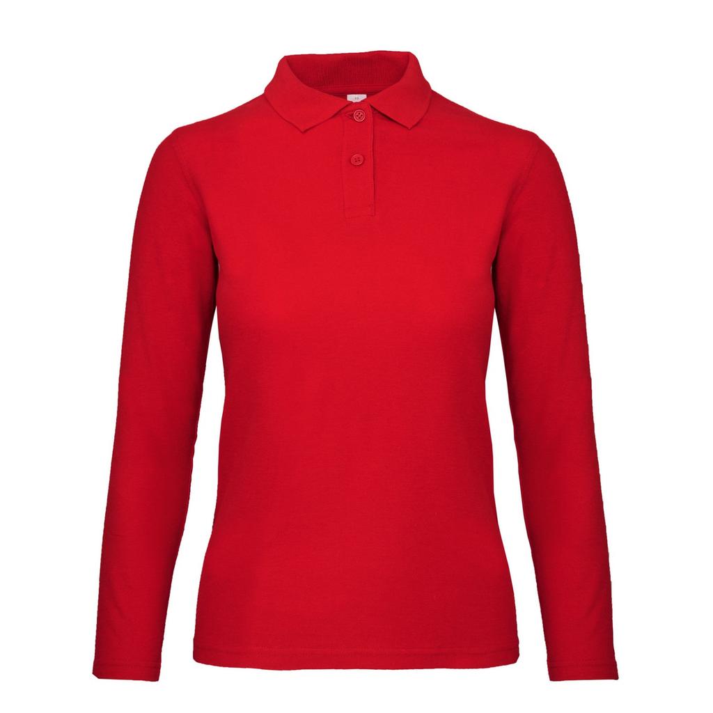 B&C Womens/Ladies ID.001 Long-Sleeved Polo Shirt