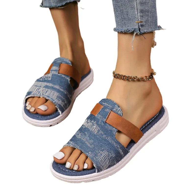 Fashion 2025 Hot Sale Ladies Shoes Open Toe Women's Slippers Fashion Outdoor Plus Size Summer Daily Concise Comfortable Flat Slippers