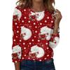 Women's Fashion Casual Long Sleeve Christmas Print Neck Top for Holiday