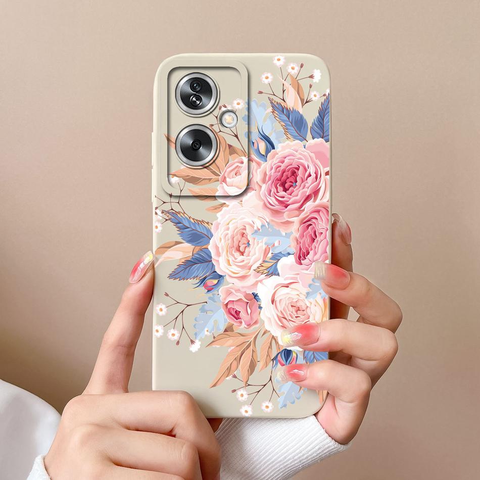 Case For OPPO A79 A2 5G Flower Soft Liquid Silicone Camera Lens Protection Phone Shockproof Back Cover For OPPO A79 A2 Funda