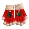 Knitted Christmas Gloves Unisex Christmas Tree Pattern Gloves Winter Touch Screen Fuzzy Gloves