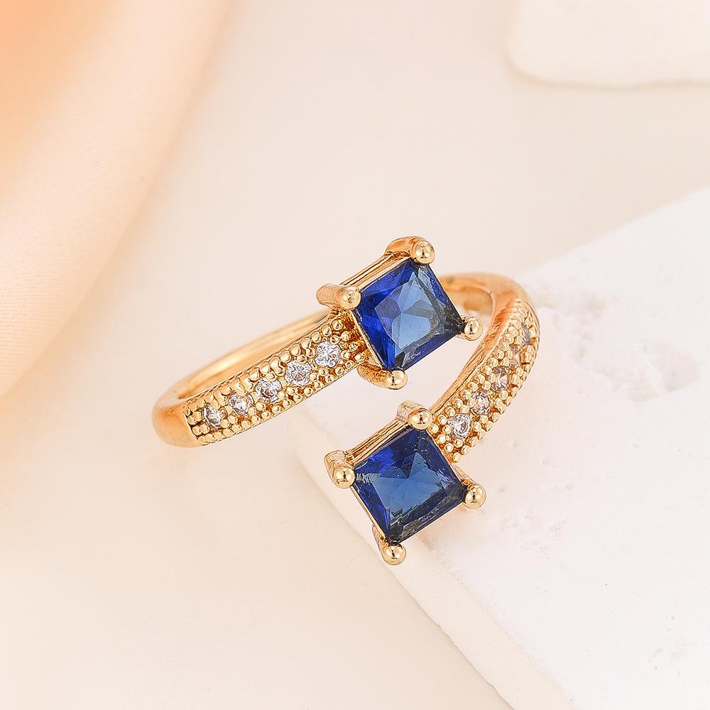 European and American Style Square Ring with Geometric Cross Temperament, Niche Rings for Women