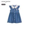 Teenie Weenie Kids Girl's Petal Collar Fly Sleeve Denim Dress
