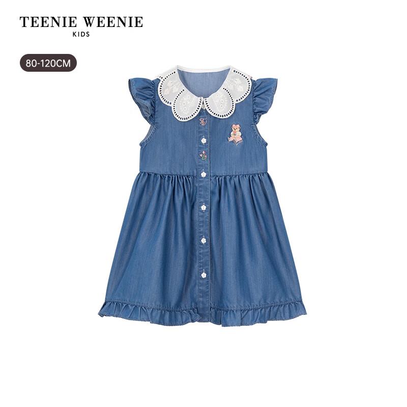 Teenie Weenie Kids Girl's Petal Collar Fly Sleeve Denim Dress