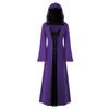 Cosplay Witch Wizard Halloween Villain One Piece Hooded Robe Costume Disguise Long One Piece Party [ALVEIN] (Purple Black, S)