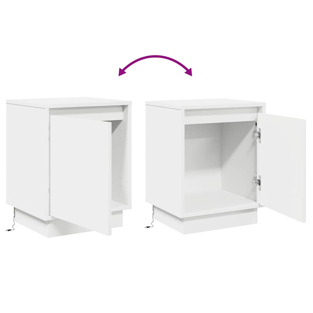 White Nightstand 39 x 34.5 x 50 cm Engineered Wood