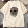 Sad Hamster T Shirt Funny Cute Cat Hamster Meme Trend Tshirt for Unisex WOMEN Cotton Tshirt Summer Short Sleeve Unisex Tee tops