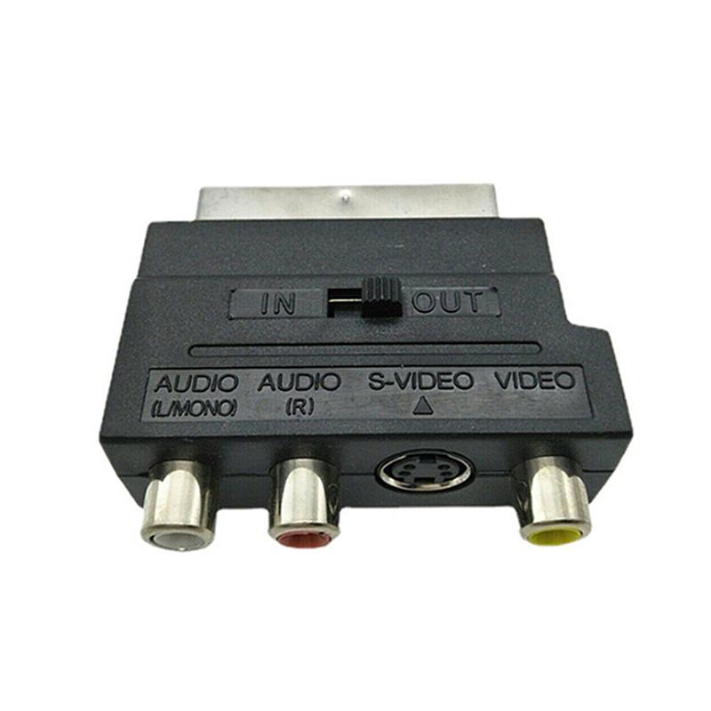 21Pin Scart Adaptor Av Block To Rca Phono Composite S-Video With In/Out Switch Scart Adaptor Av Block