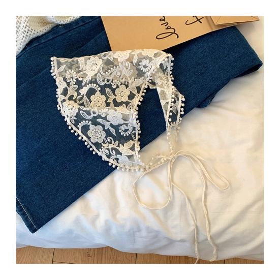 Lace Headscarf Triangle Tie Style Headband with Lace Flower Decoration Solid Color Styling Decoration Photo Props