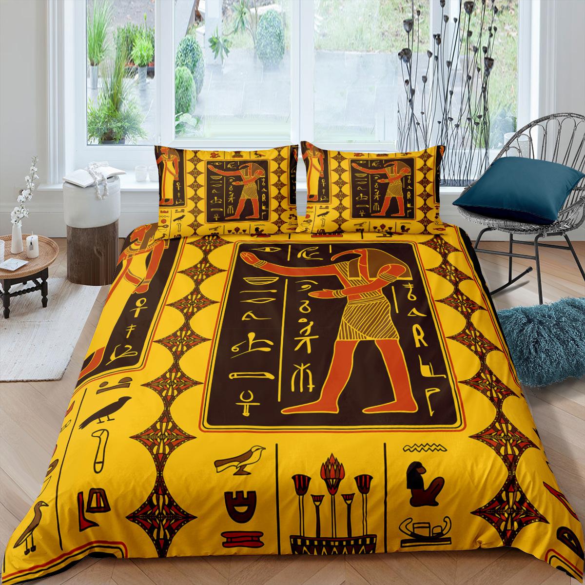 

Комплект пододеяльника Египетские пирамиды Древний Египет Племенной комплект постельного белья Винтажный Уникальный Экзотический стиль Полиэстеровый чехол для одеяла для ребенка EU single(135x200cm)