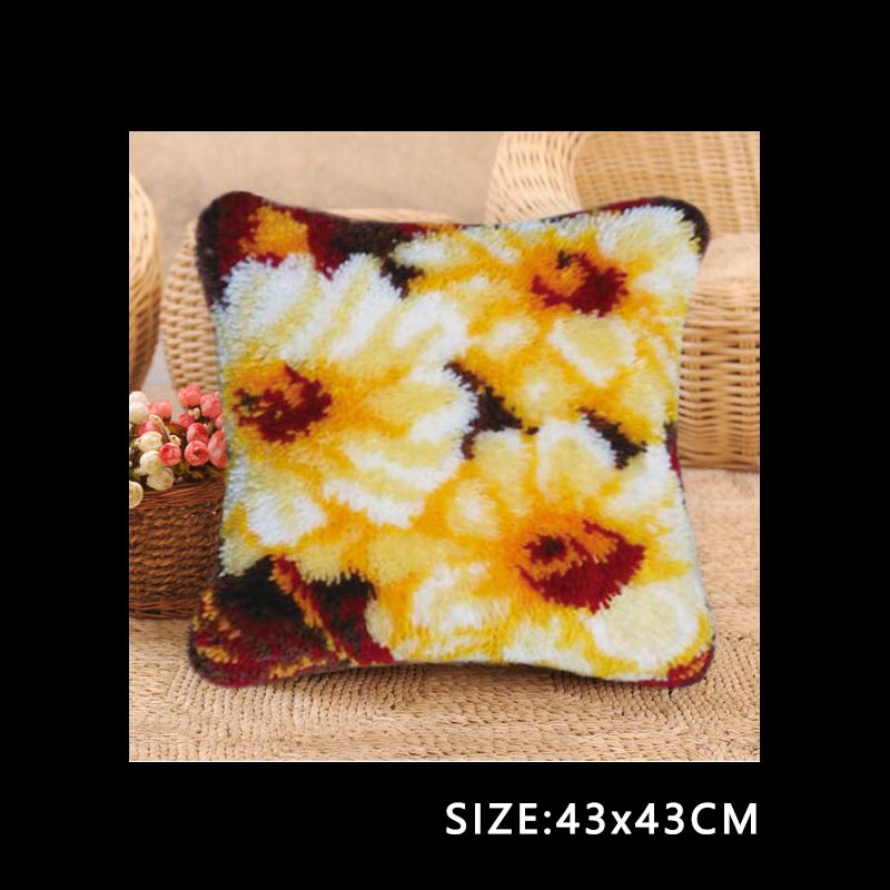 DIY Carpet Embroidery Latch Hook Kit Plant Series Segment Embroidery Pillow Flowers Grass Coarse Wool Cross Stitch 3D Latch Hook