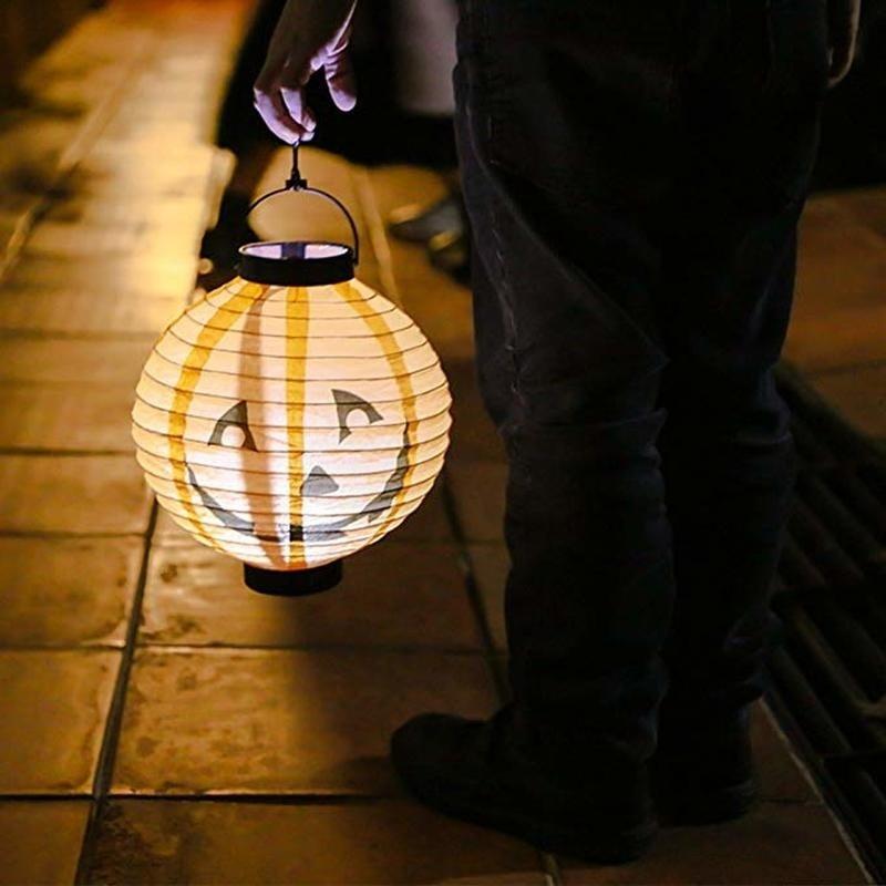 Decoração de Halloween LED Abóbora de Papel Lanterna Pendurada Luz Lâmpada Casa Lanterna de Terror Suprimentos