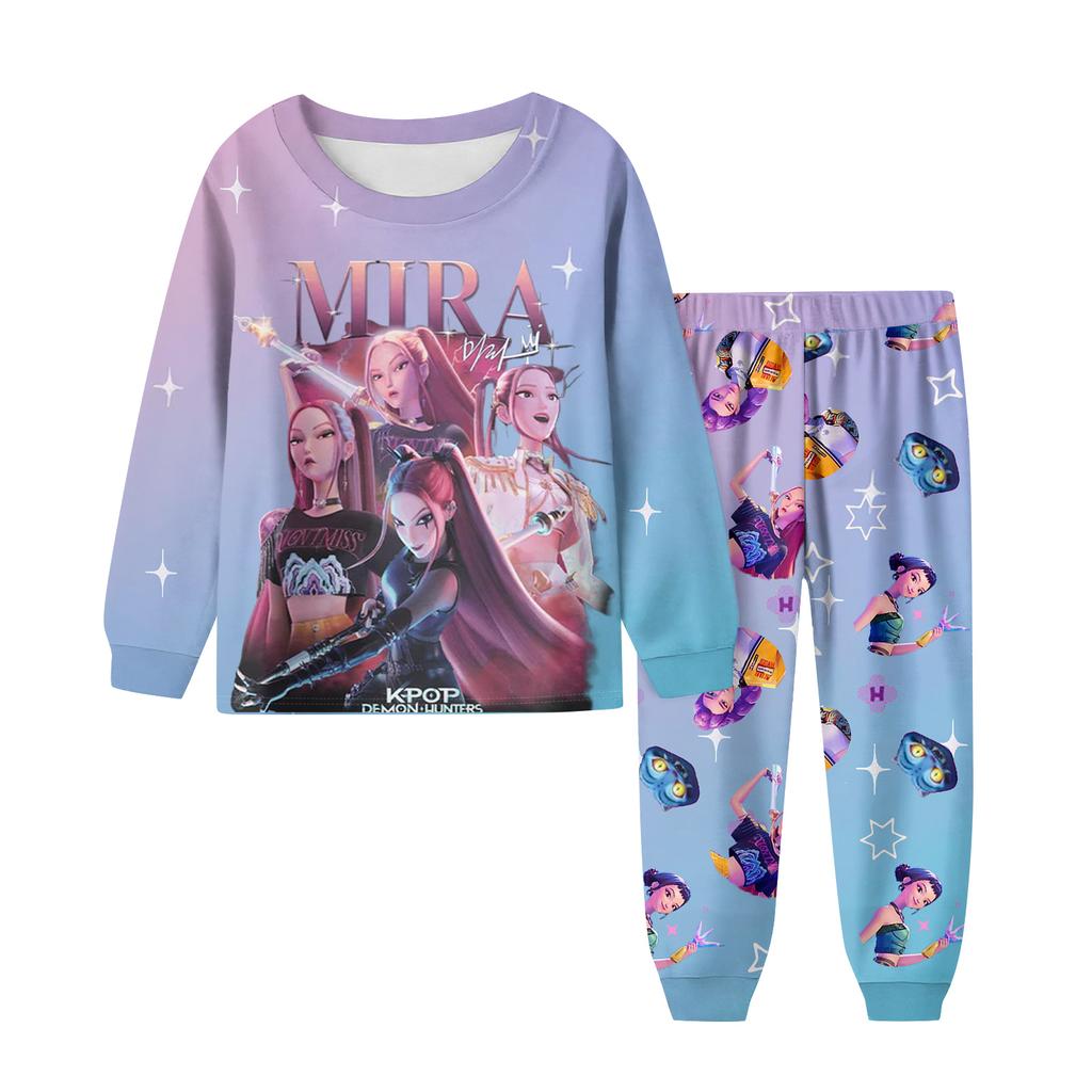 Children's Fashion Suit Skirt Round Neck Long Sleeve Top Pants